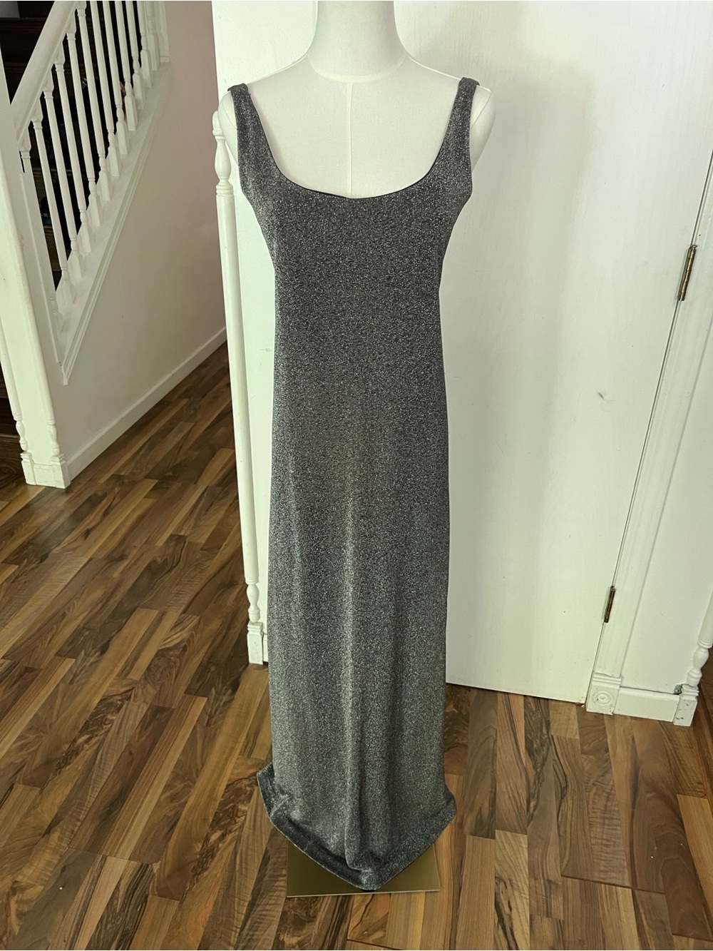 American Vintage Metallic Slip Maxi Dress - Dark Silver, 10, EUC